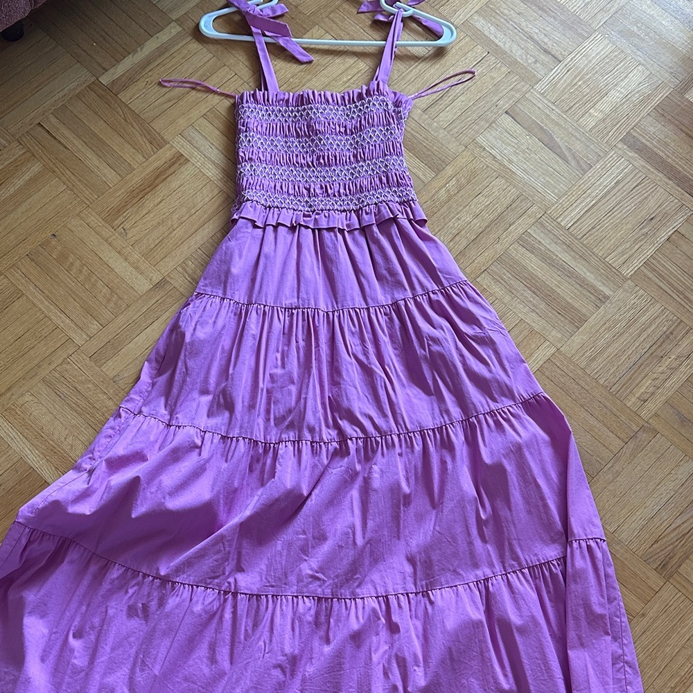 Pink-Purple Maxi Dress with Smocked Bodice by LIKELY